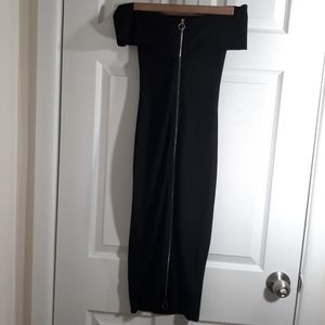 A black around the shoulder dress